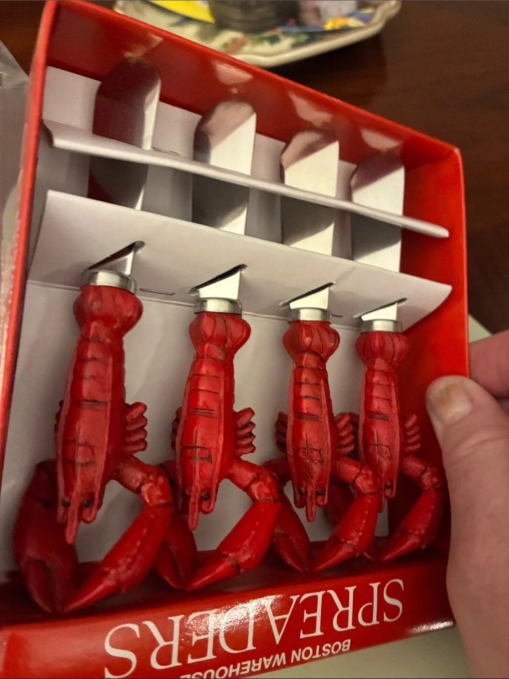 Lobster Handle Spreader Knife Set Boston Warehouse 4pc Stainless Steel 1999 NEW